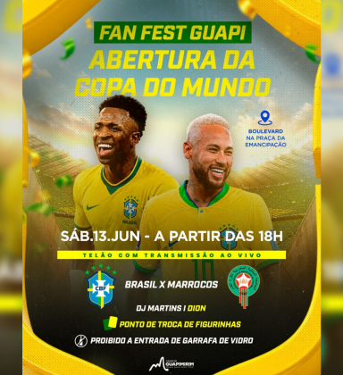 Guapimirim realiza Fan Fest neste sábado para jogo do Brasil