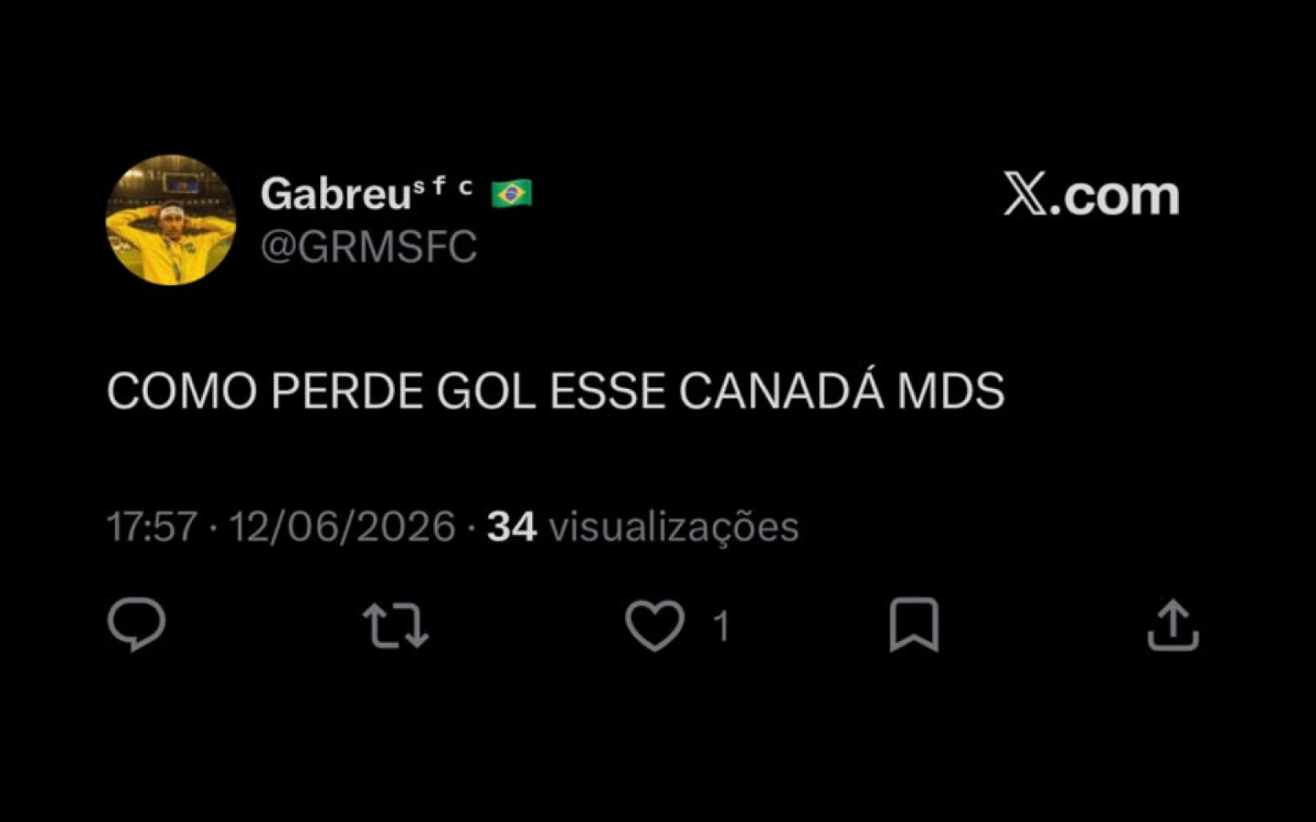 Quantidade de chances perdidas pelo Canad&aacute; gera rea&ccedil;&atilde;o na Web - Reprodu&ccedil;&atilde;o / X