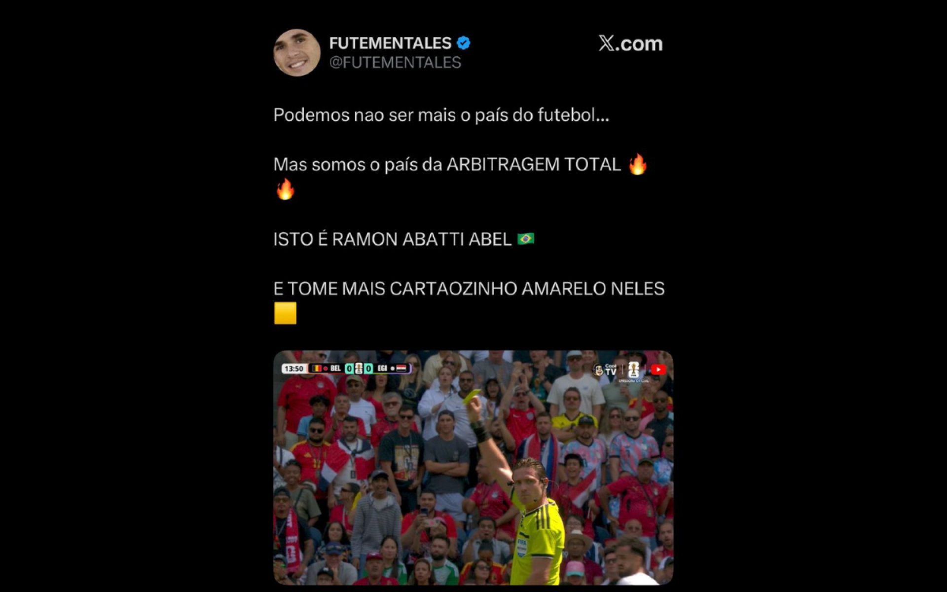 Arbitragem de Ramon Abatti Abel repercutiu nas redes sociais
- Reprodução / X