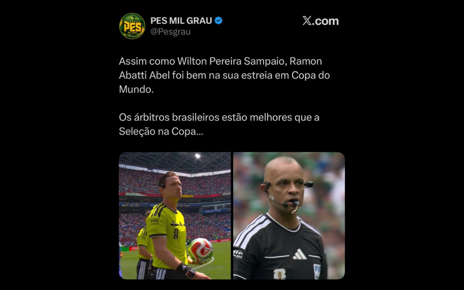 Arbitragem de Ramon Abatti Abel repercutiu nas redes sociais
- Reprodução / X