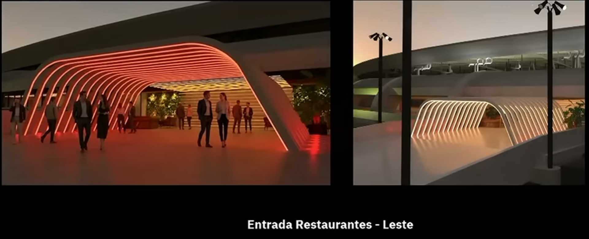 As entradas dos restaurantes que ficarão no quinto andar do setor Leste do Maracanã - Divulgação