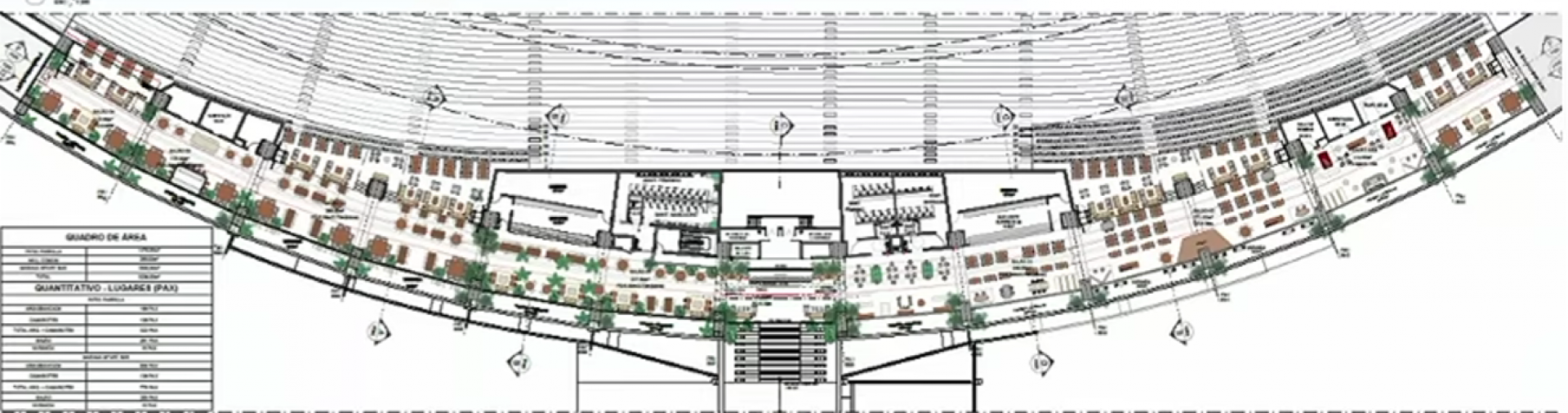 Planta de como serão os espaços dos dois restaurante do estádio do Maracanã - Divulgação