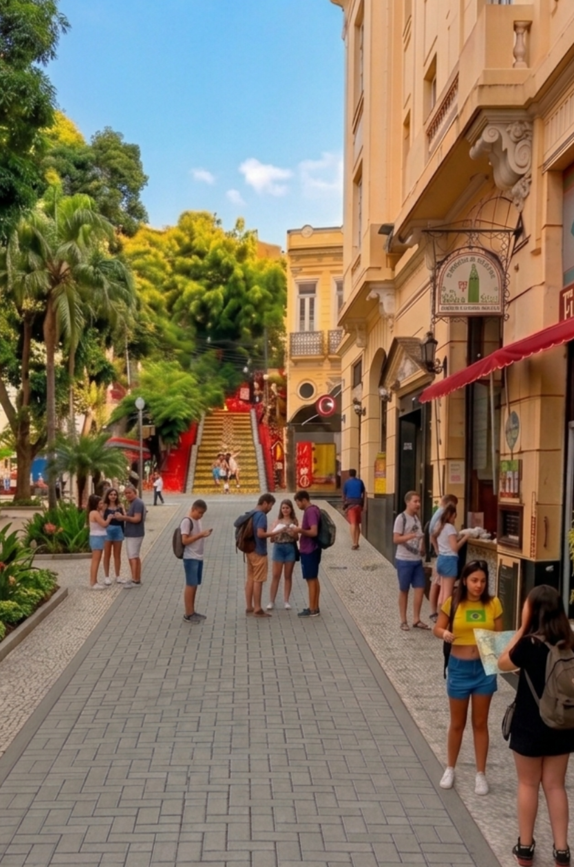 Rua Teotônio Regadas, na Lapa, passará a ter pista elevada ao mesmo nível das calçadas - Divulgação/Prefeitura Rio