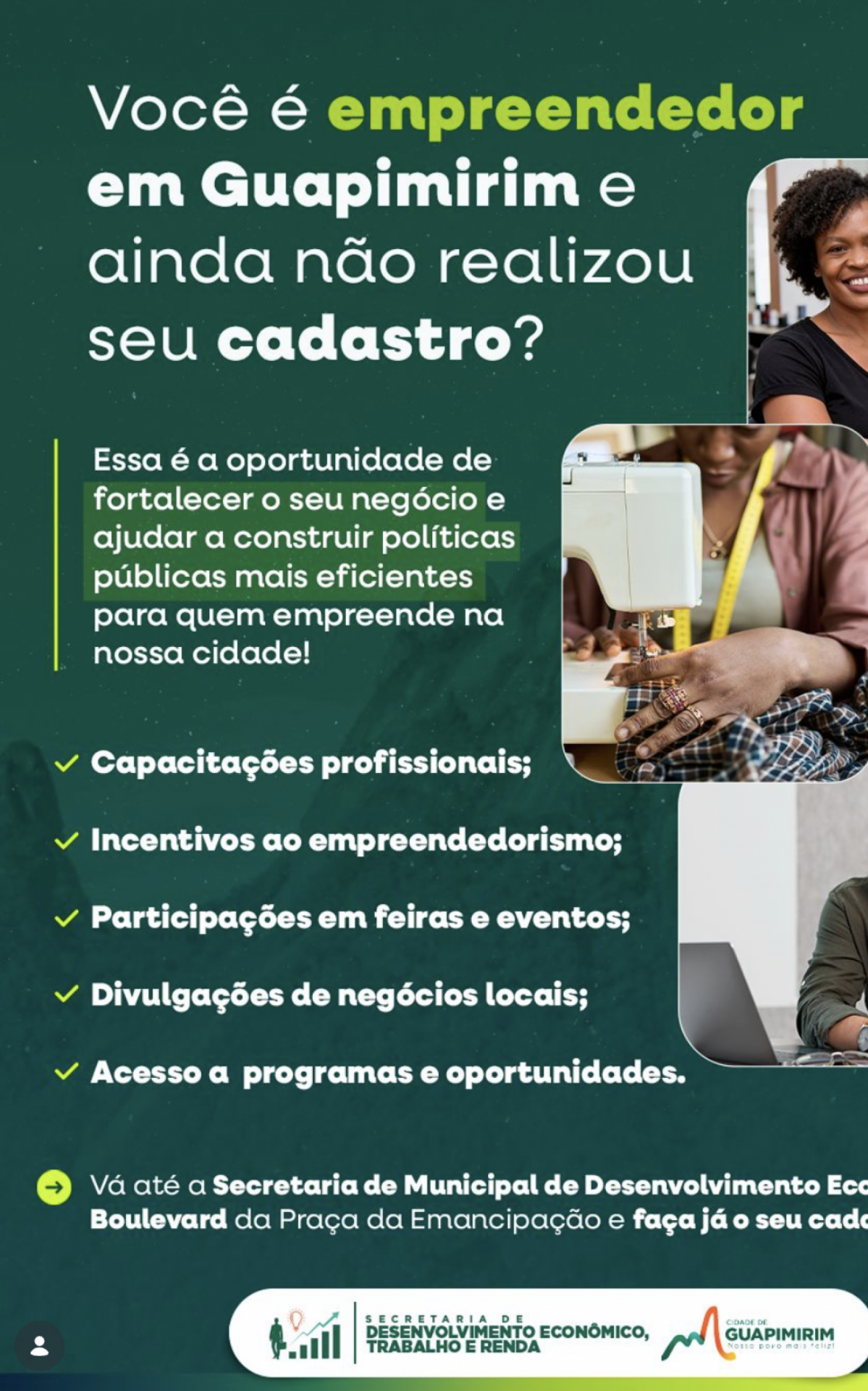 Guapimirim convoca empreendedores a se cadastrarem - Divulga&ccedil;&atilde;o
