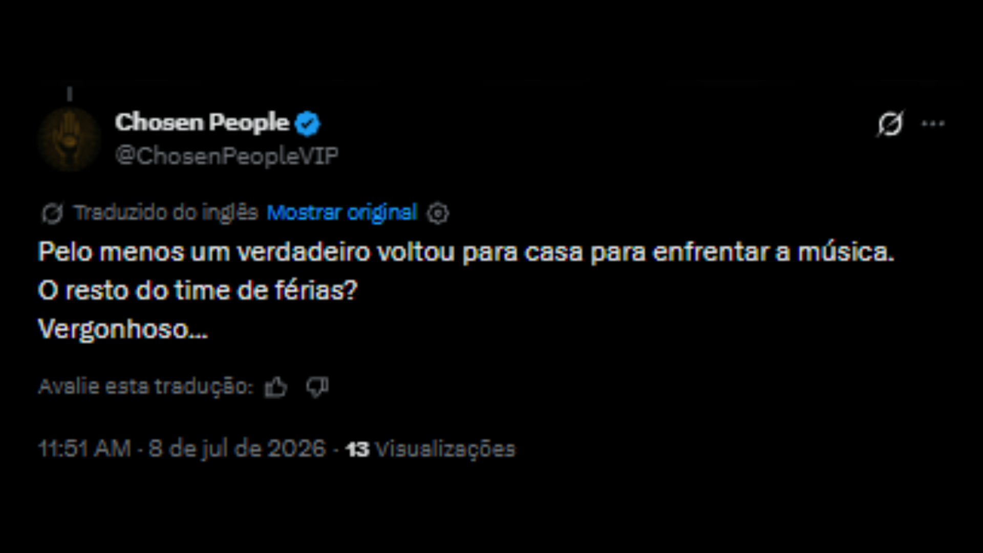 Torcedores mostrando apoio a Danilo depois de sua volta - Reprodução/X @chosenpeoplevip