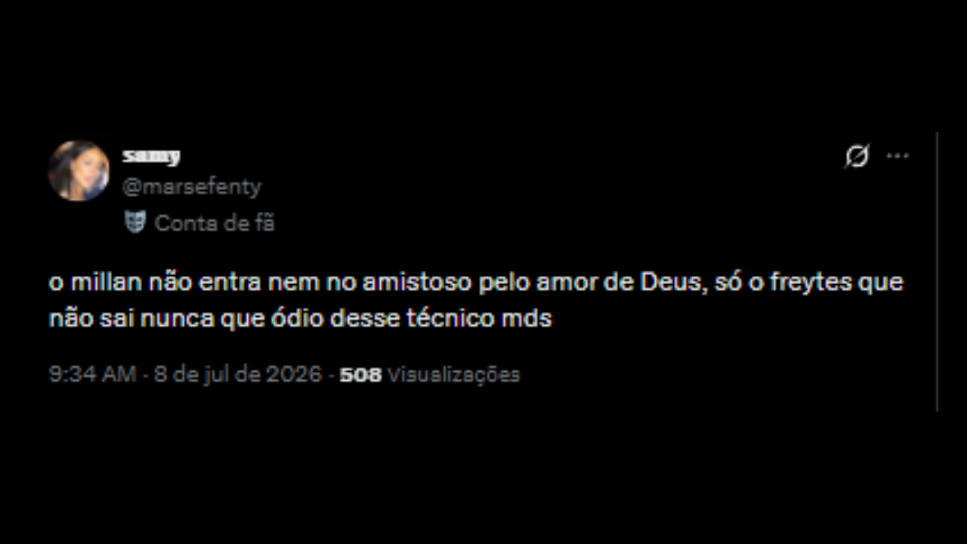Freytes sendo criticado por tricolores no 