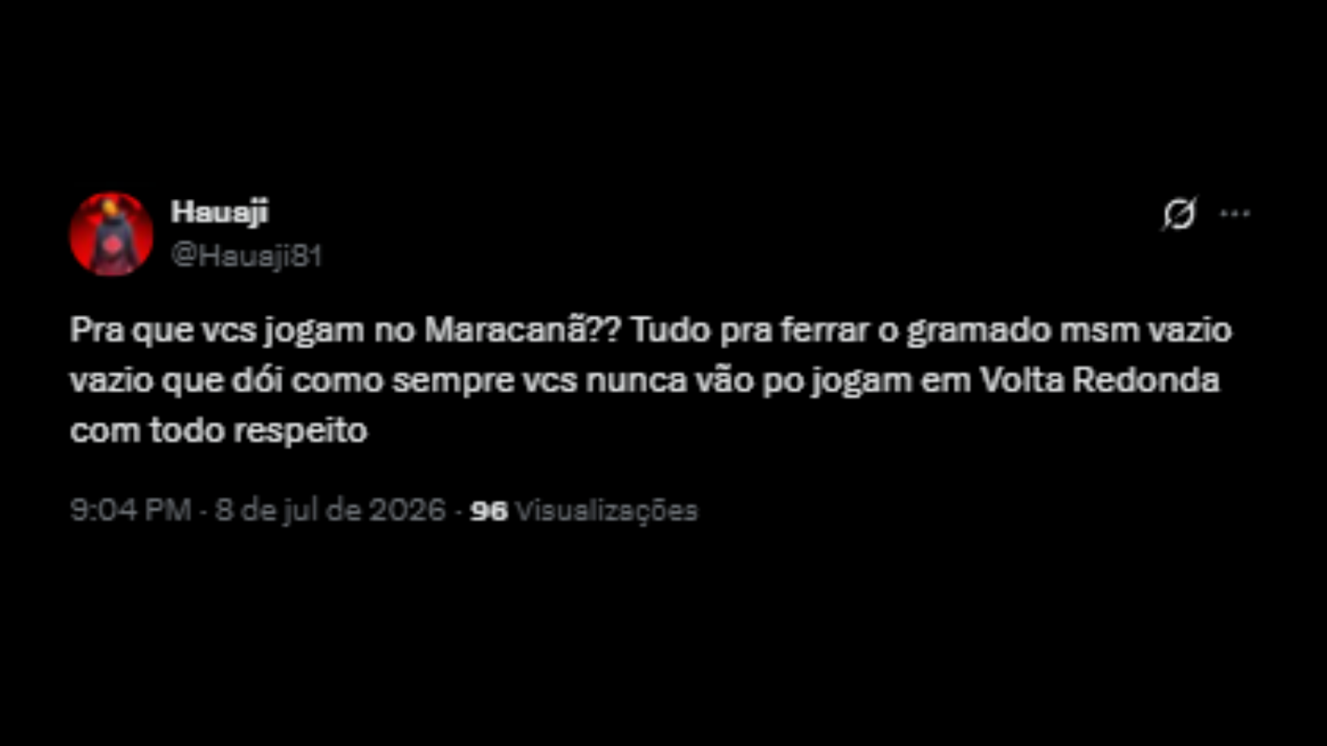 Torcedores rivais reclamando do Fluminense ter jogado no Maracanã - Reprodução/X @Hauaji81