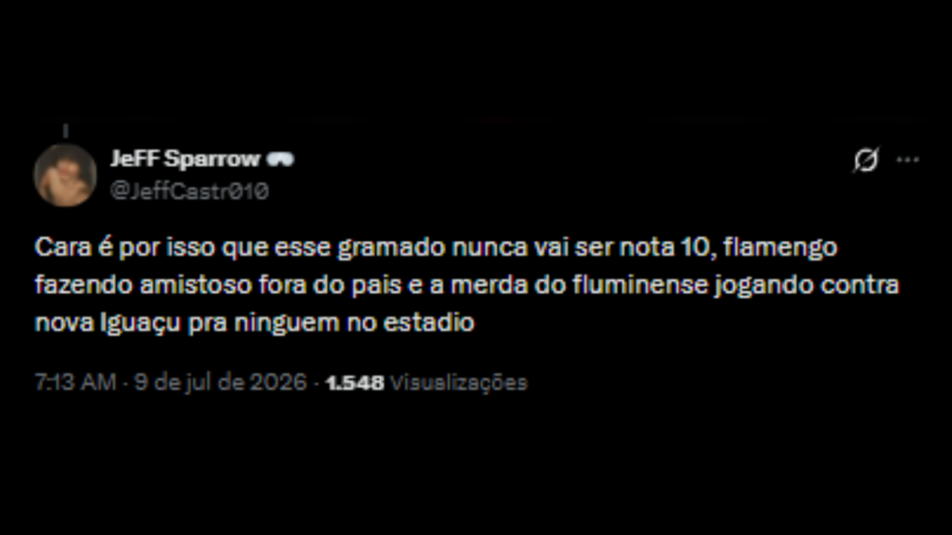 Torcedores rivais reclamando do Fluminense ter jogado no Maracanã - Reprodução/X @JeffCastr010