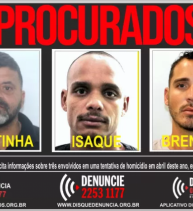 Três foragidos por tentativa de homicídio em São Pedro da Aldeia são procurados pelo Disque Denúncia