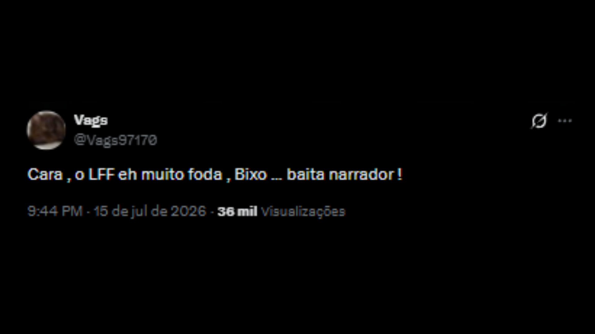 Elogios para o narrador, Luis Felipe Freitas - Reprodução/ X @Vags97170