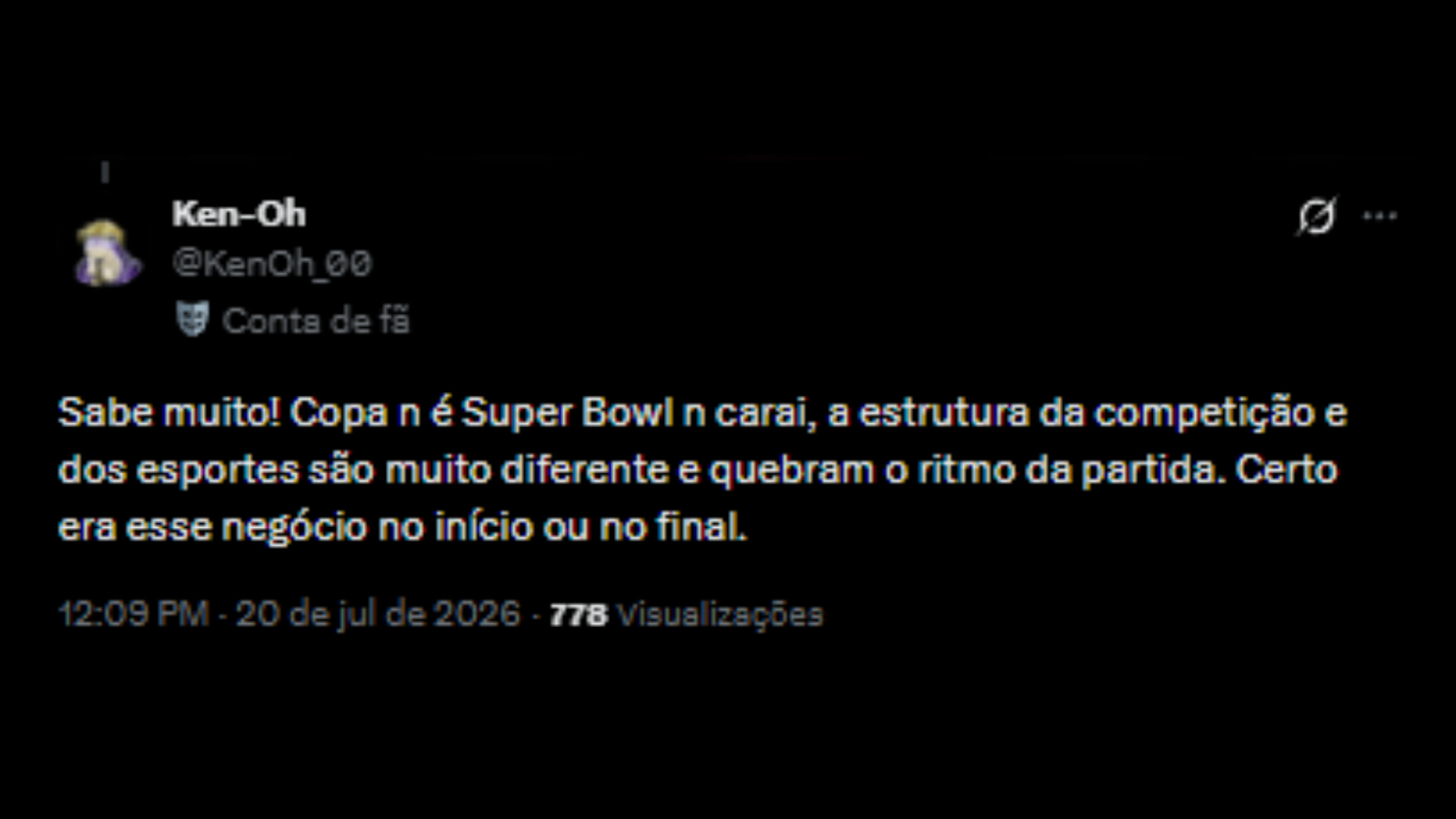 Críticas ao show do intervalo da Final da Copa do Mundo 2026 - Reprodução/X @Kenoh_00