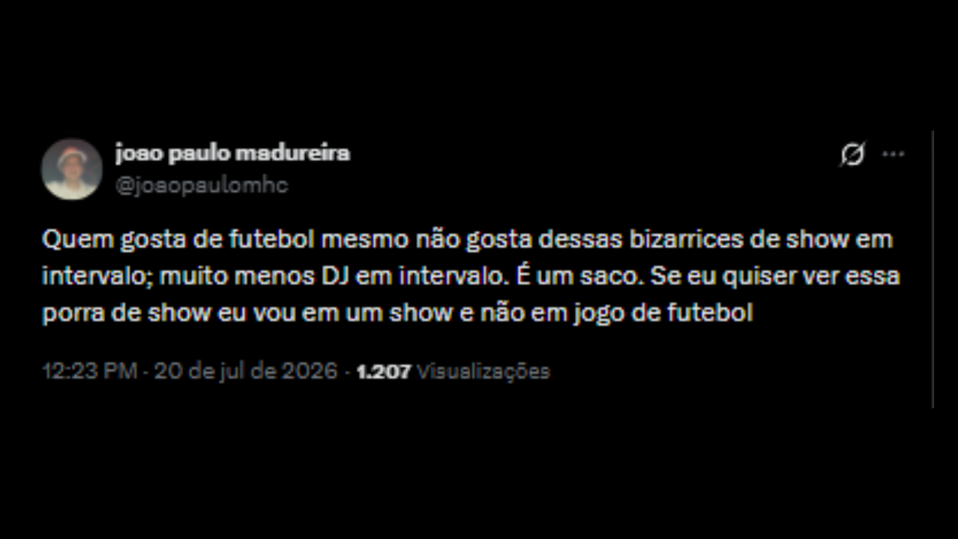 Críticas ao show do intervalo da Final da Copa do Mundo 2026 - Reprodução/X @joaopaulomhc