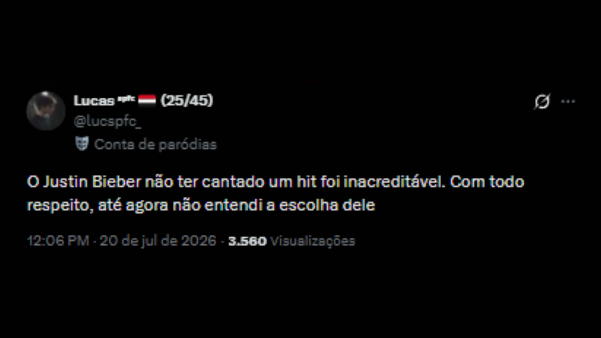 Críticas ao show do intervalo da Final da Copa do Mundo 2026 - Reprodução/X @lucspfc_