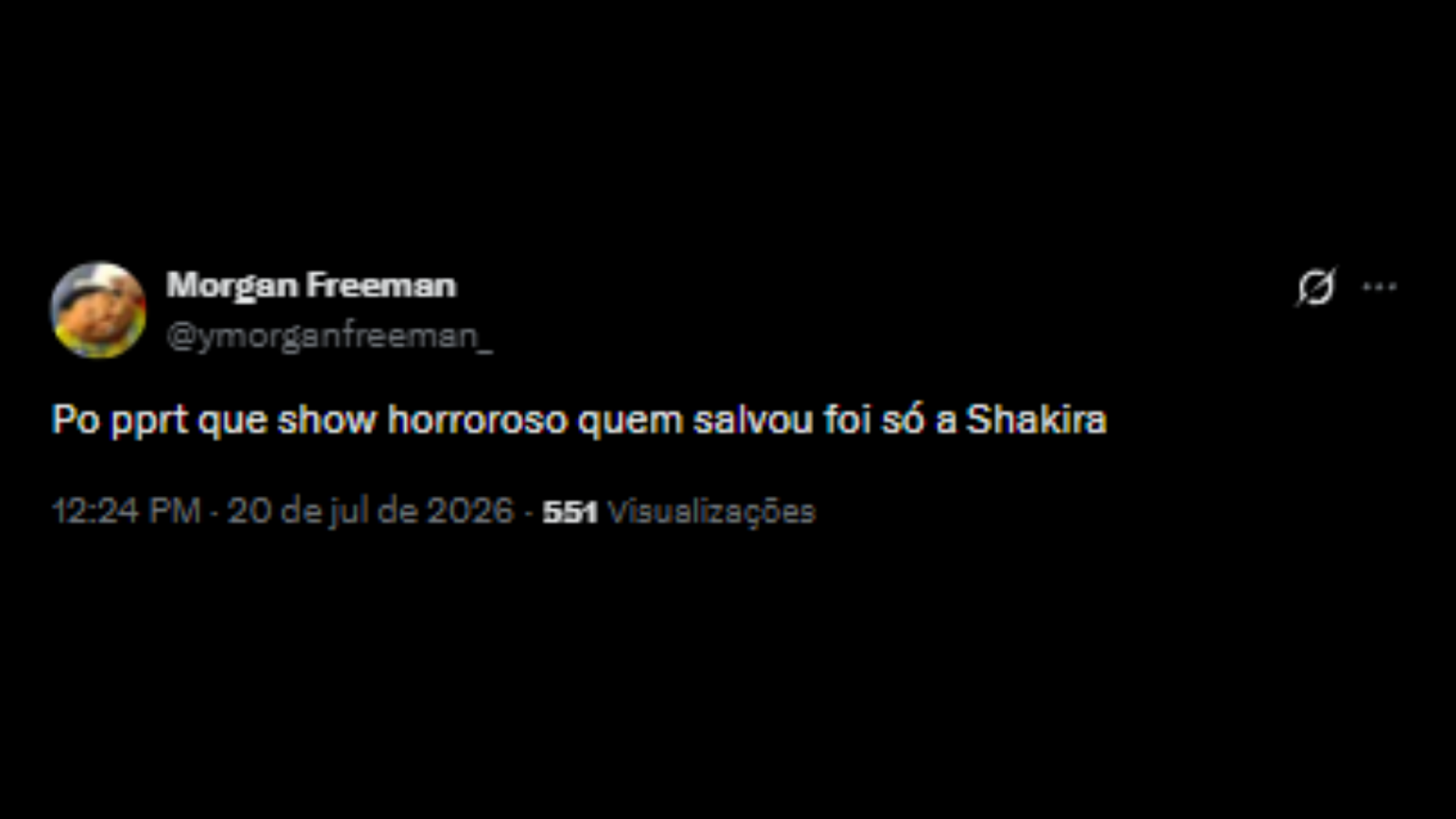 Críticas ao show do intervalo da Final da Copa do Mundo 2026 - Reprodução/X @ymorganfreeman_