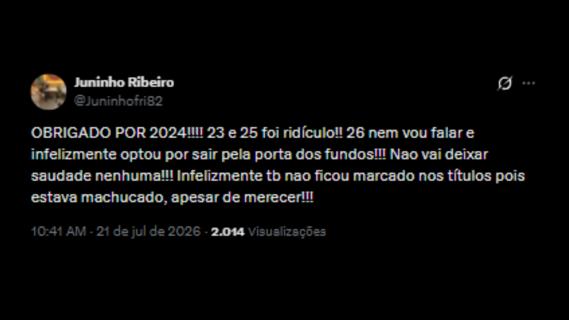 Torcida do Botafogo comentando sobre saída do zagueiro Bastos - Reprodução/X @Juninhofri82