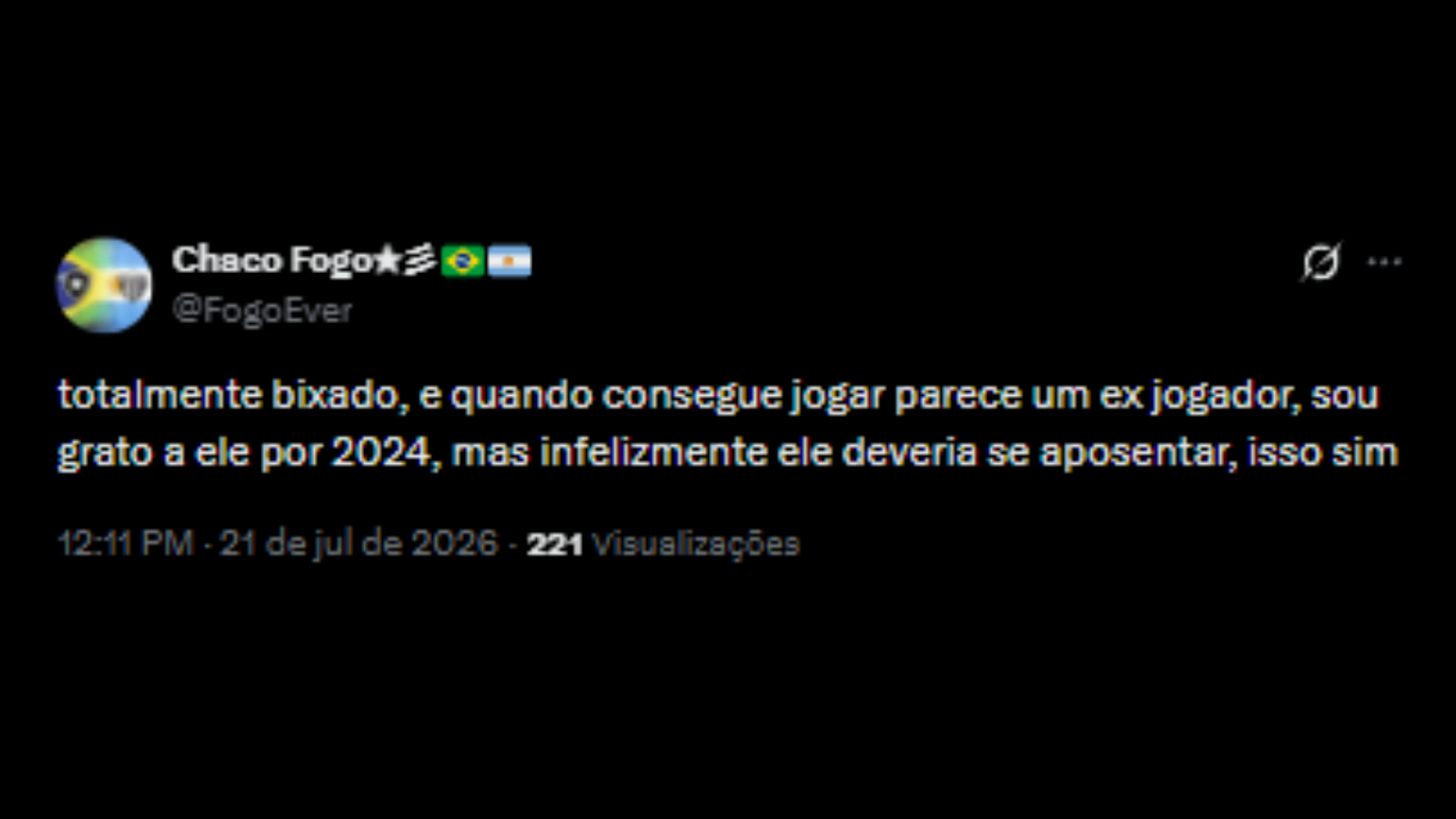 Torcida do Botafogo comentando sobre saída do zagueiro Bastos - Reprodução/X @FogoEver