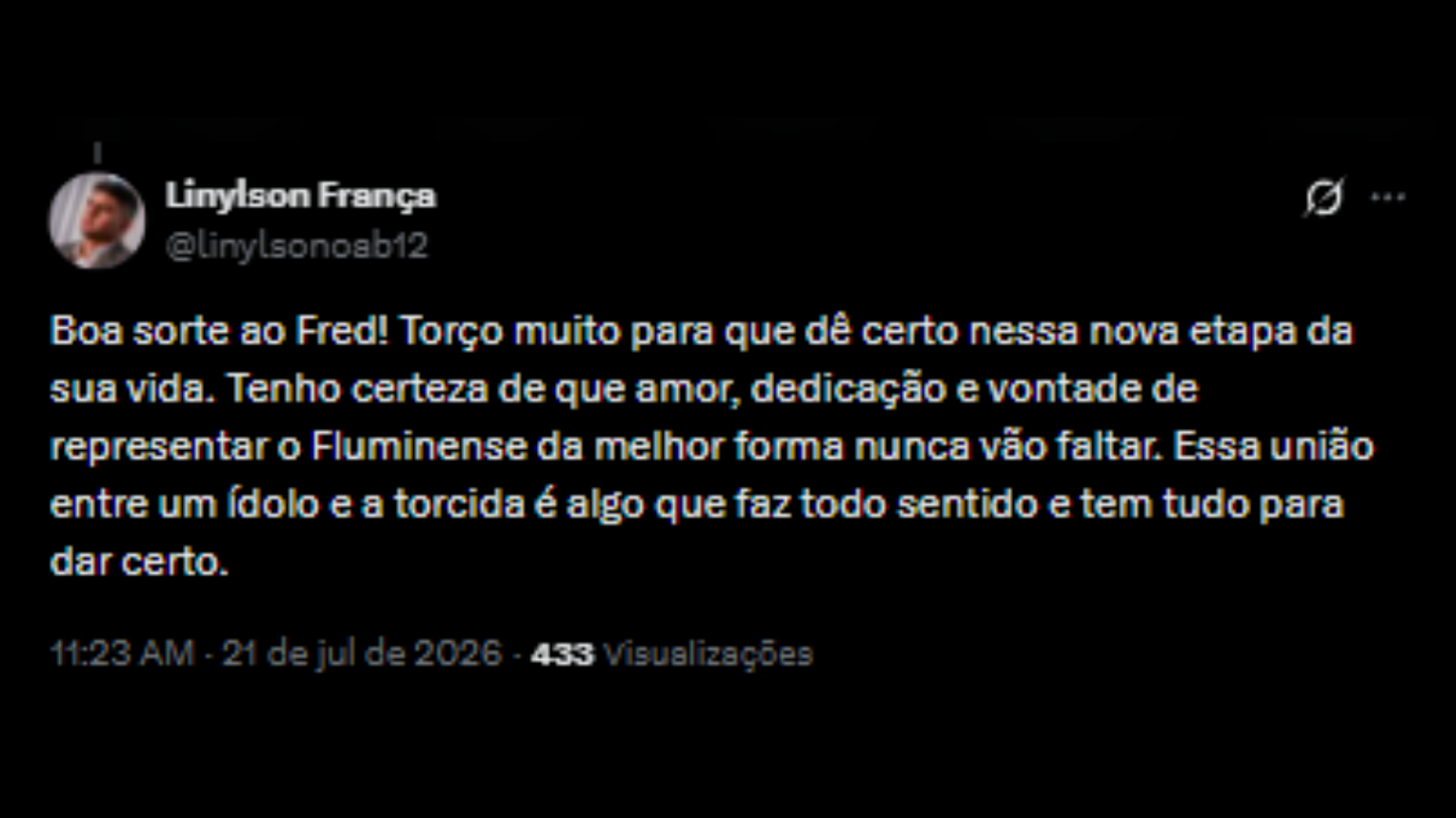 Torcida tricolor feliz com a volta do Fred como treinador - Reproduão/X @linylsonoab12