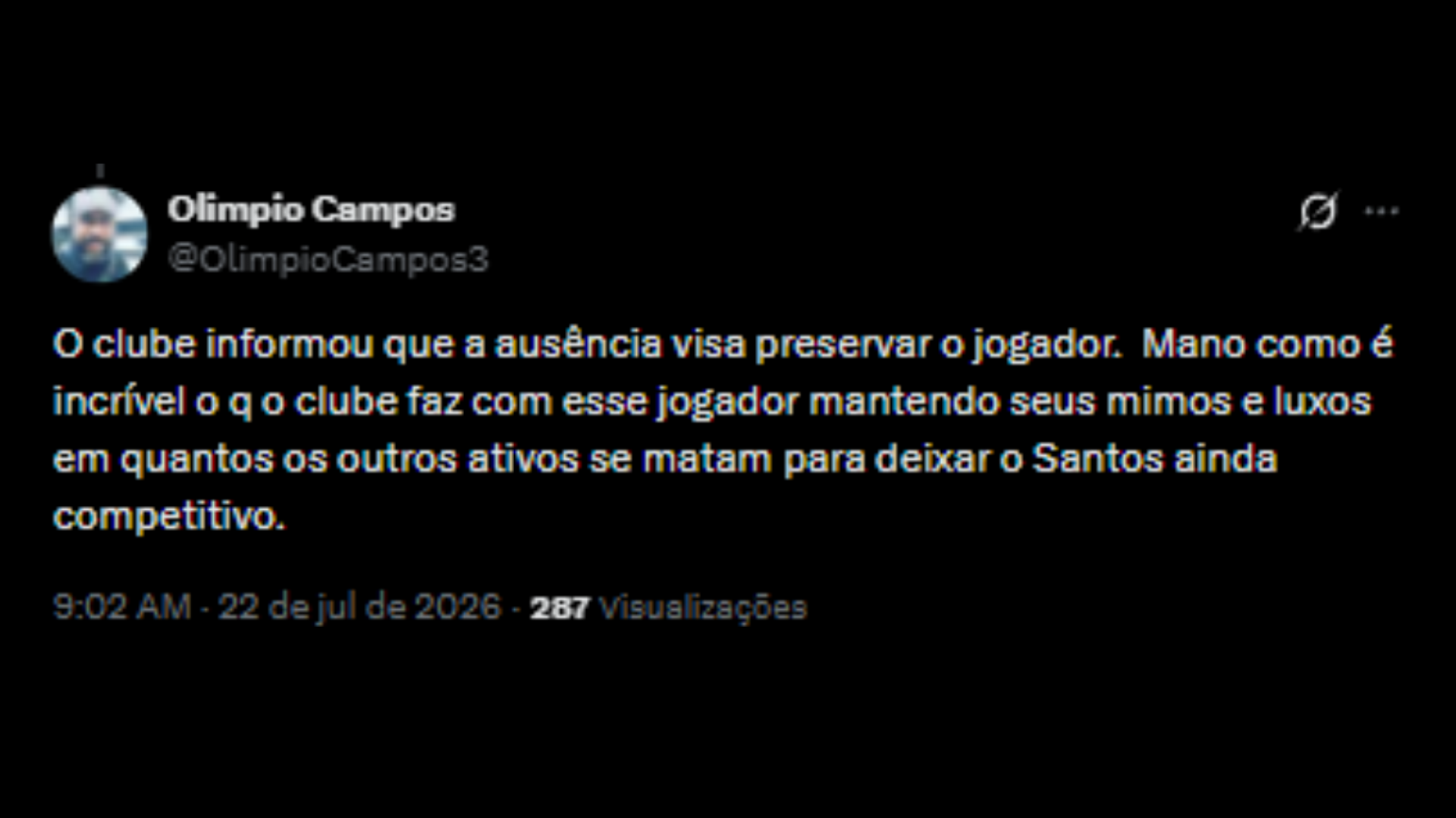 Críticas ao Neymar na rede social