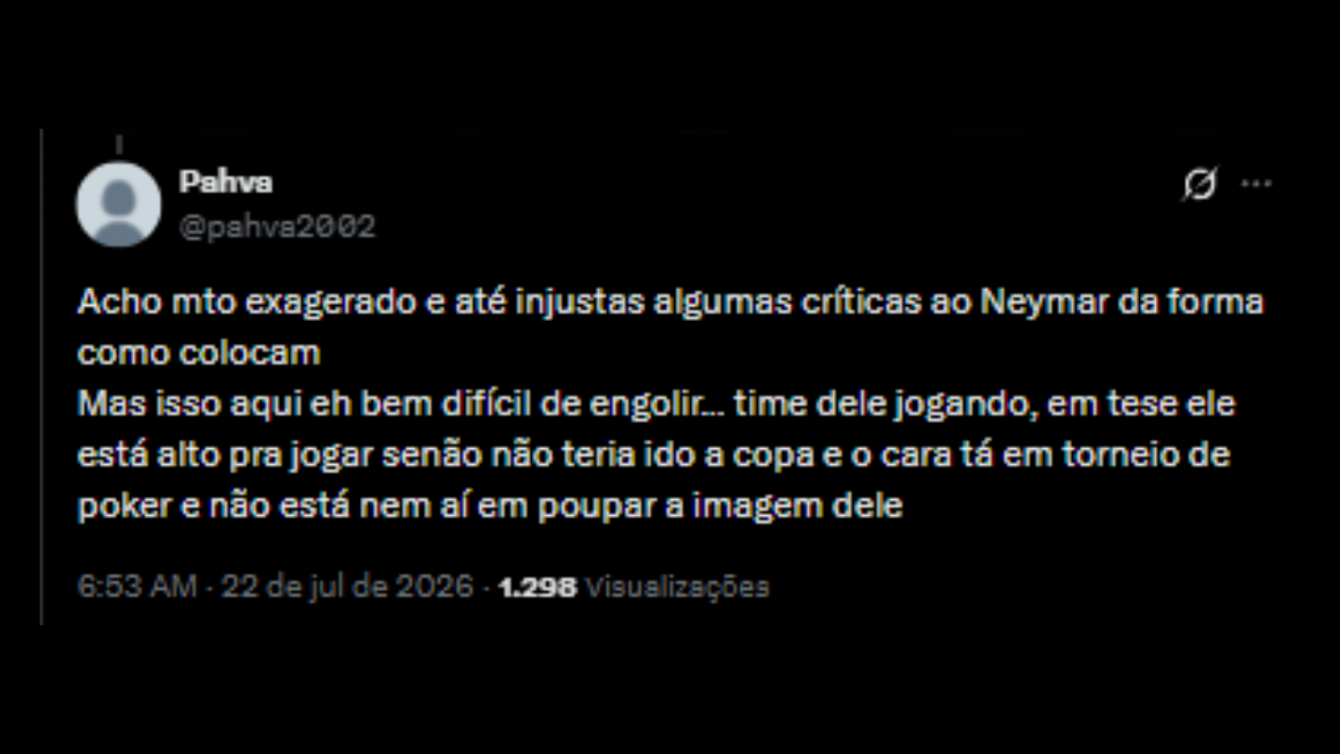 Críticas ao Neymar na rede social