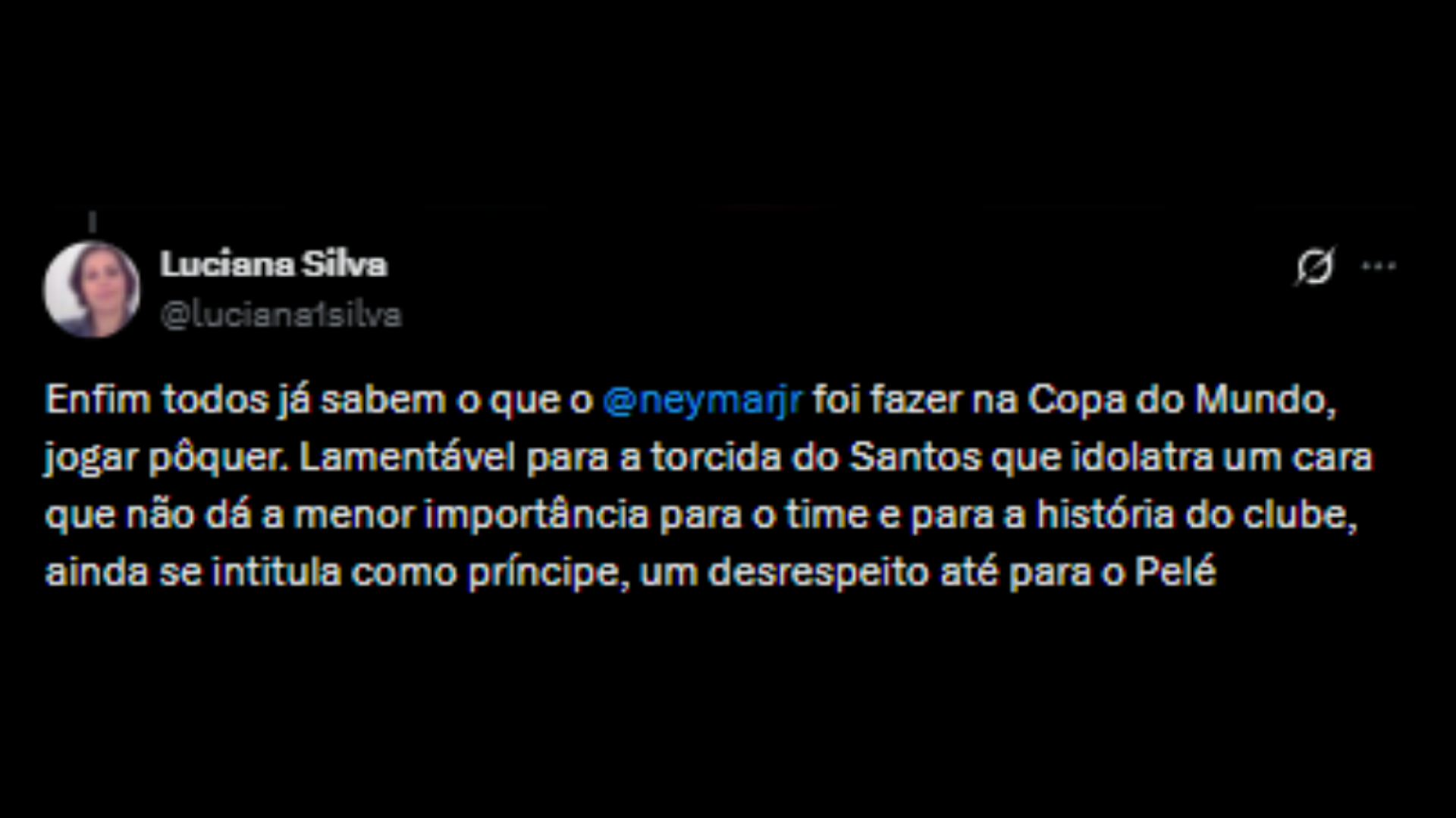 Críticas ao Neymar na rede social