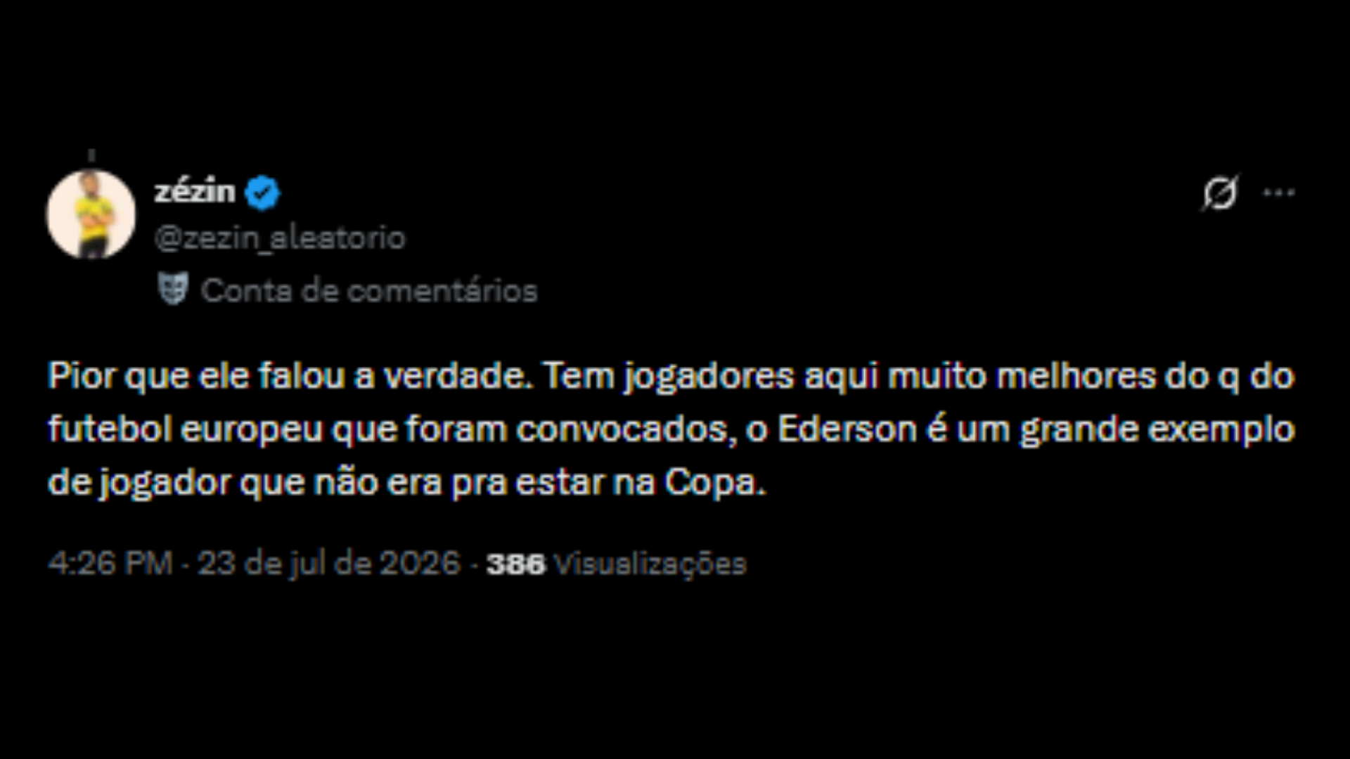 Comentários de usuários da social 