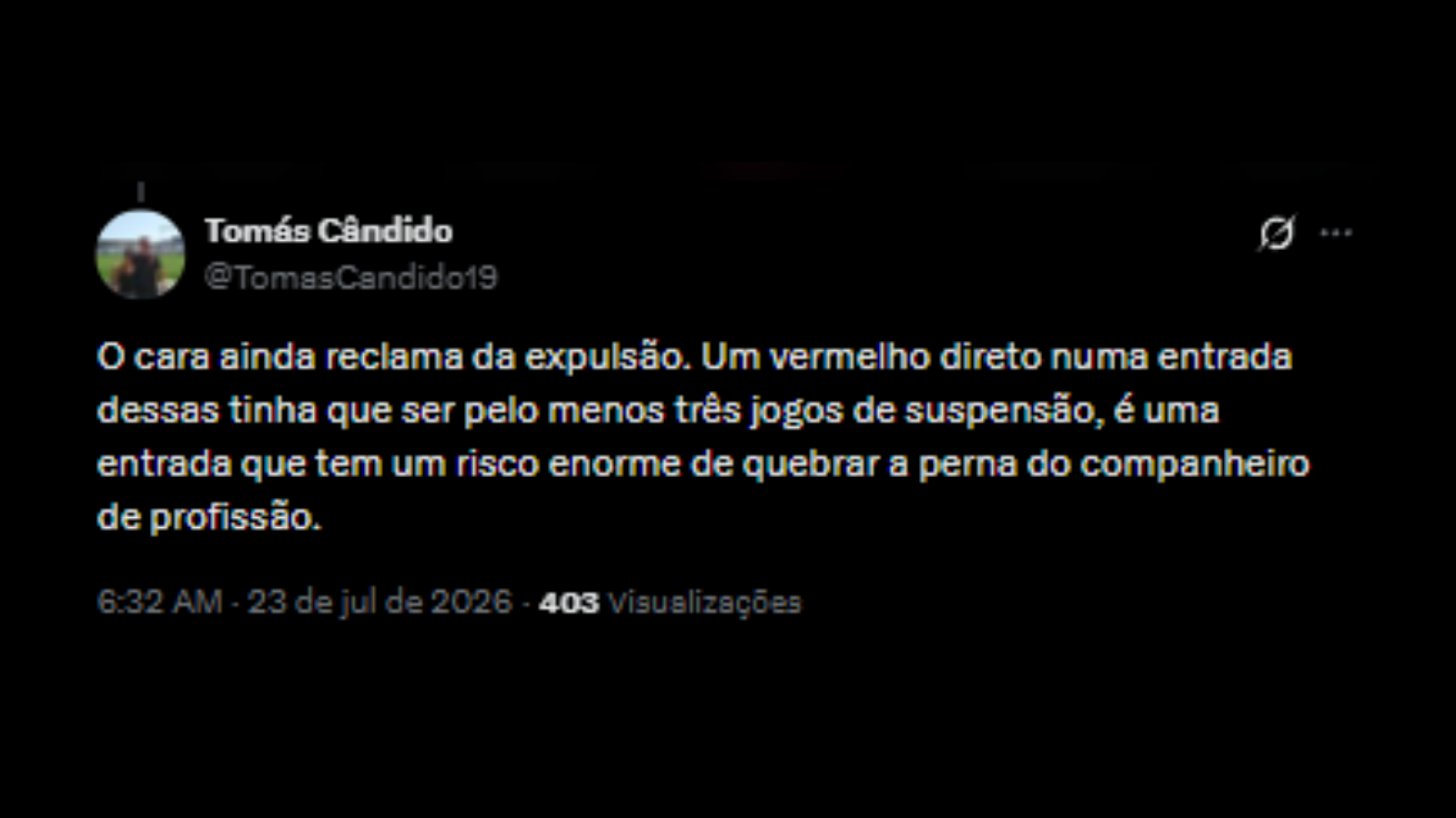 Críticas à entrada do Vitor Gabriel, jogador do Internacional - Reprodução/X @TomasCandido19