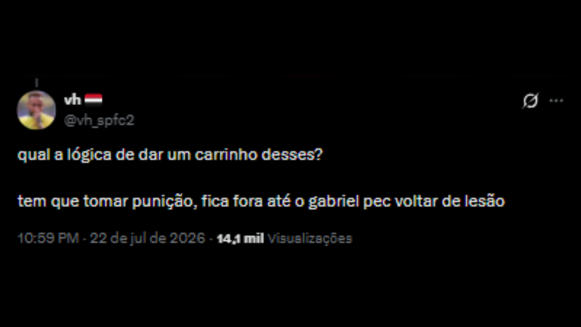 Críticas à entrada do Vitor Gabriel, jogador do Internacional - Reprodução/X @vh_spfc2
