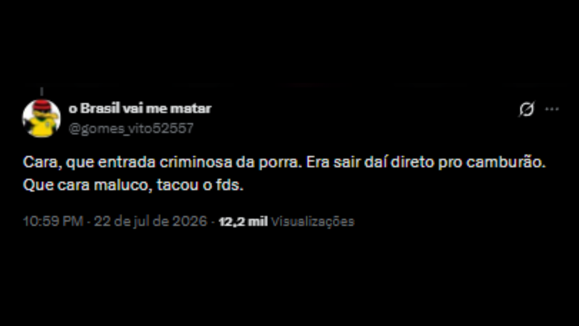 Críticas à entrada do Vitor Gabriel, jogador do Internacional - Reprodução/X @gomes_vitor52557
