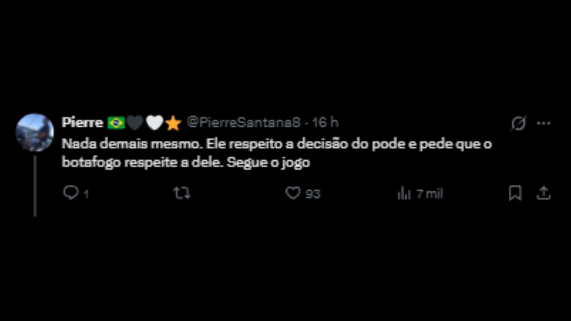 Torcedores debatendo sobre postagem do Danilo - Reprodução/X @PierreSantana8