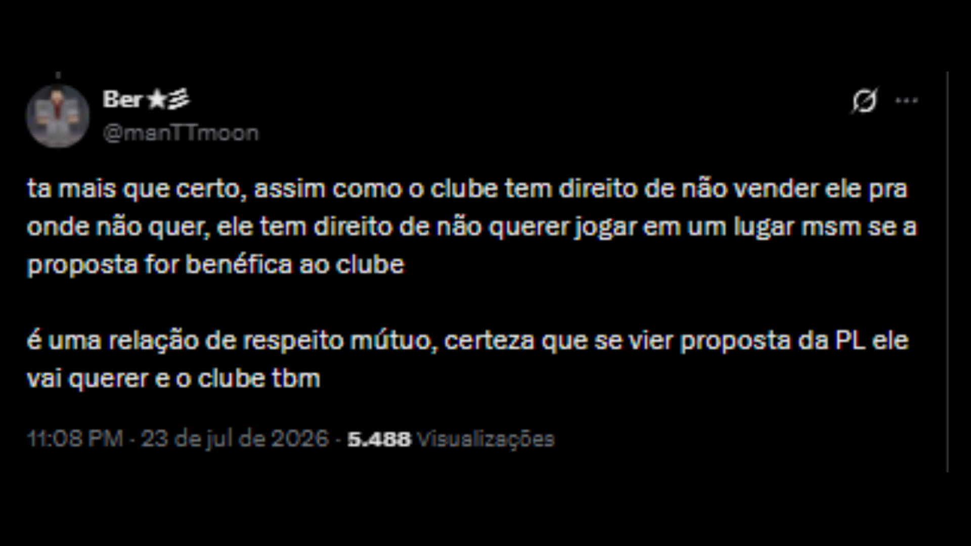 Torcedores debatendo sobre postagem do Danilo - Reprodução/X @manTTmoon