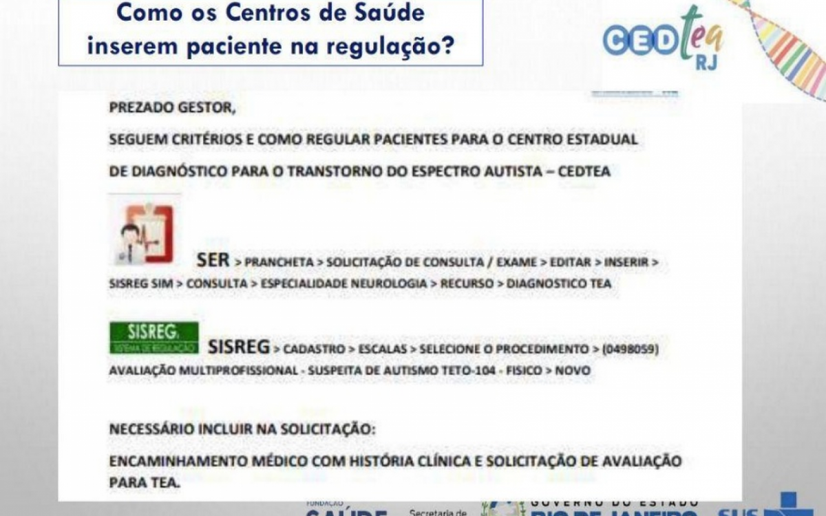 Passo a passo para o encaminhamento ao CedTEA