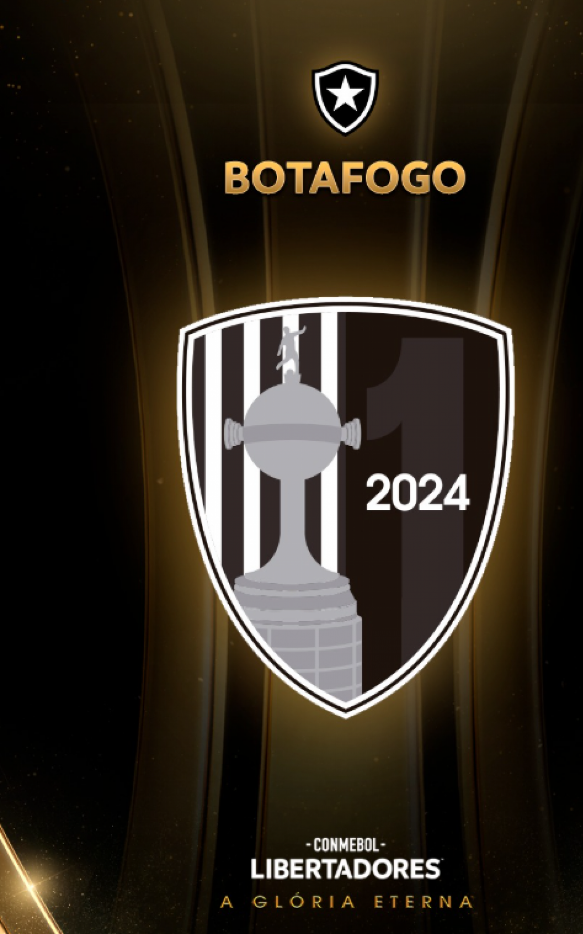 Patch de campeão da Libertadores do Botafogo, com o título de 2024