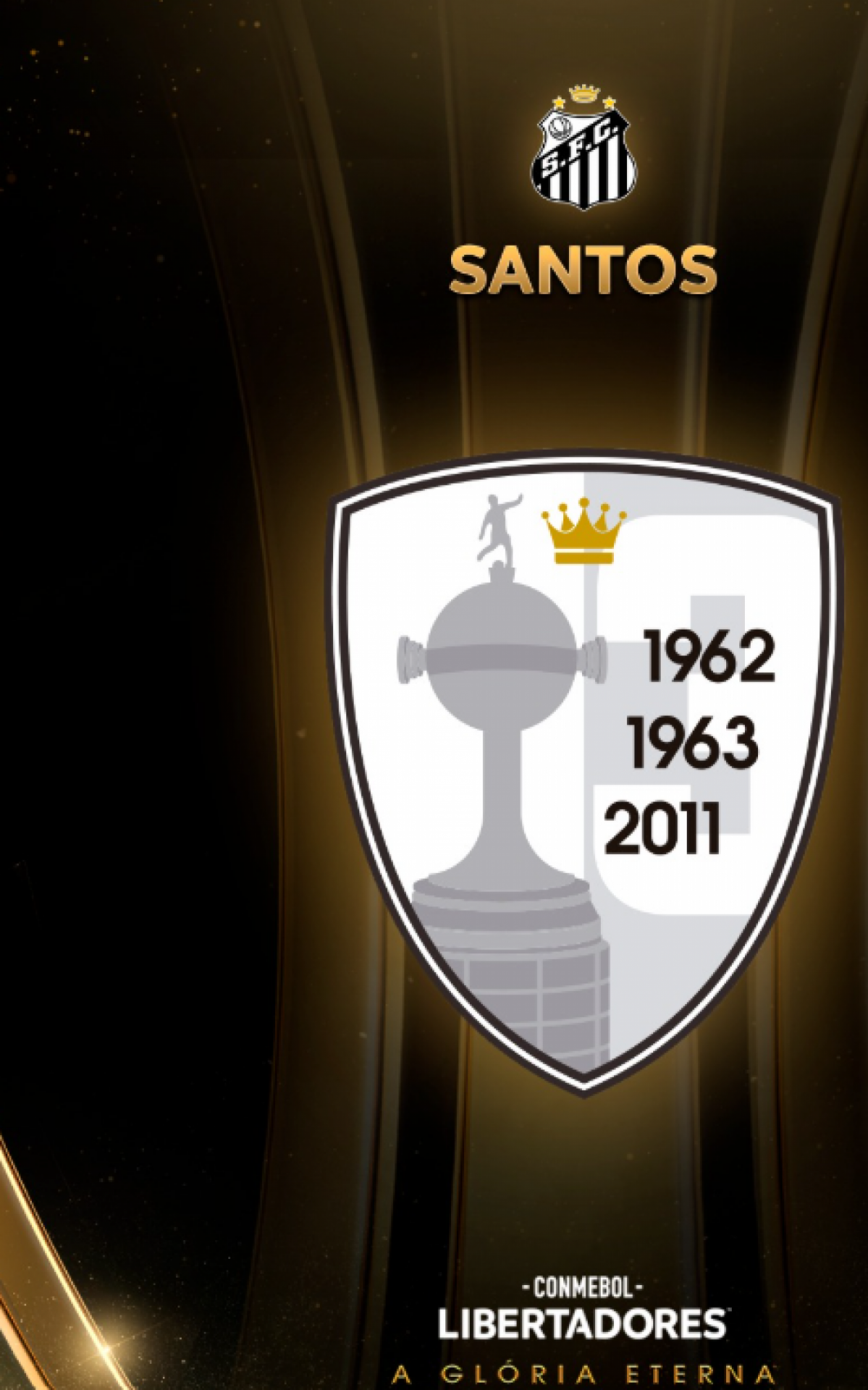 O Santos tem o patch de tricampeão da Libertadores: 1962, 1963 e 2011