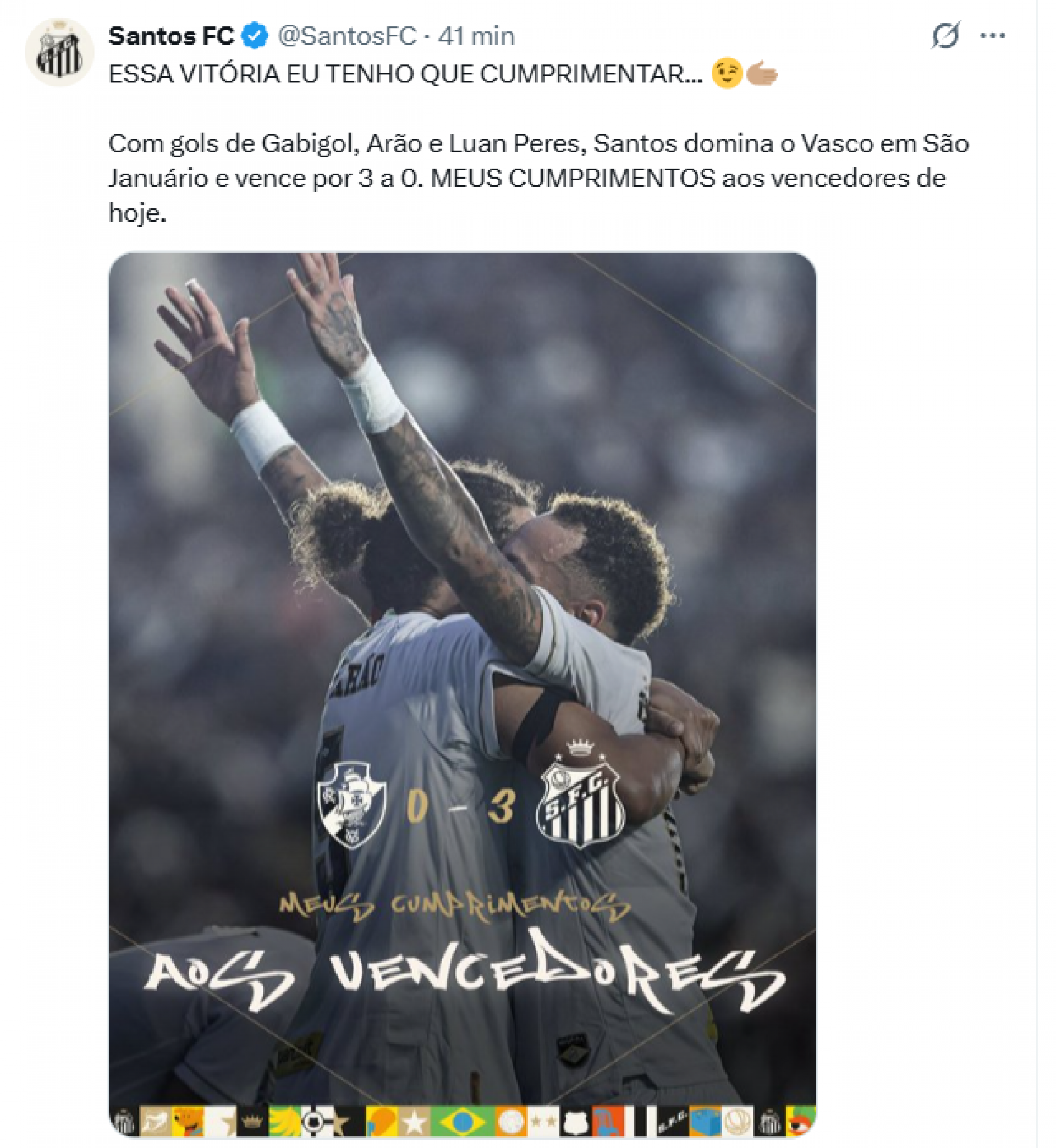 Postagem do Santos provoca Thiago Mendes, que ignorou cumprimento de Neymar - Reprodução de redes sociais