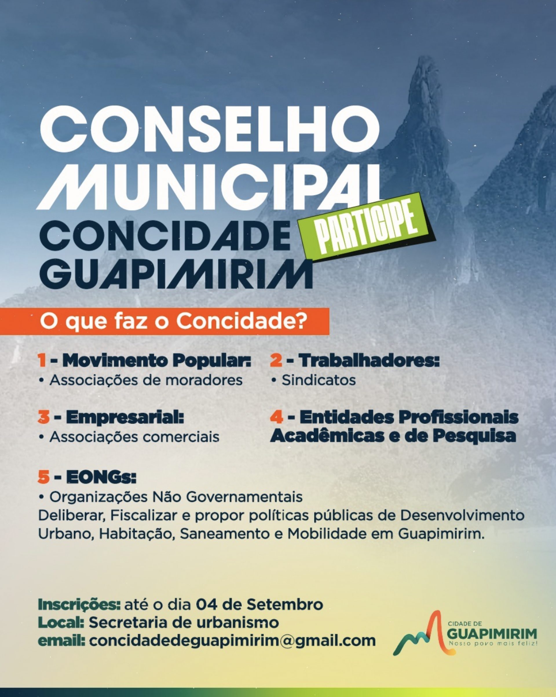 Guapimirim abre inscrições para o Conselho Municipal da Cidade