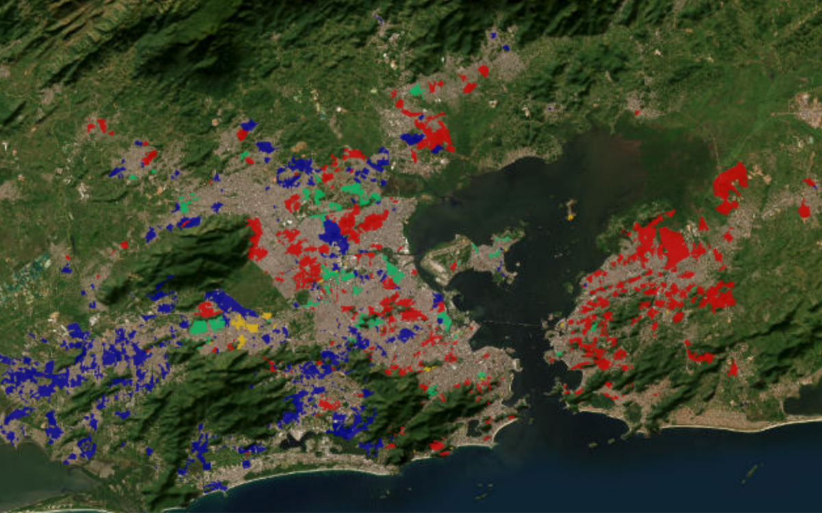Os pontos em vermelho representam &aacute;reas dominadas pelo Comando Vermelho.