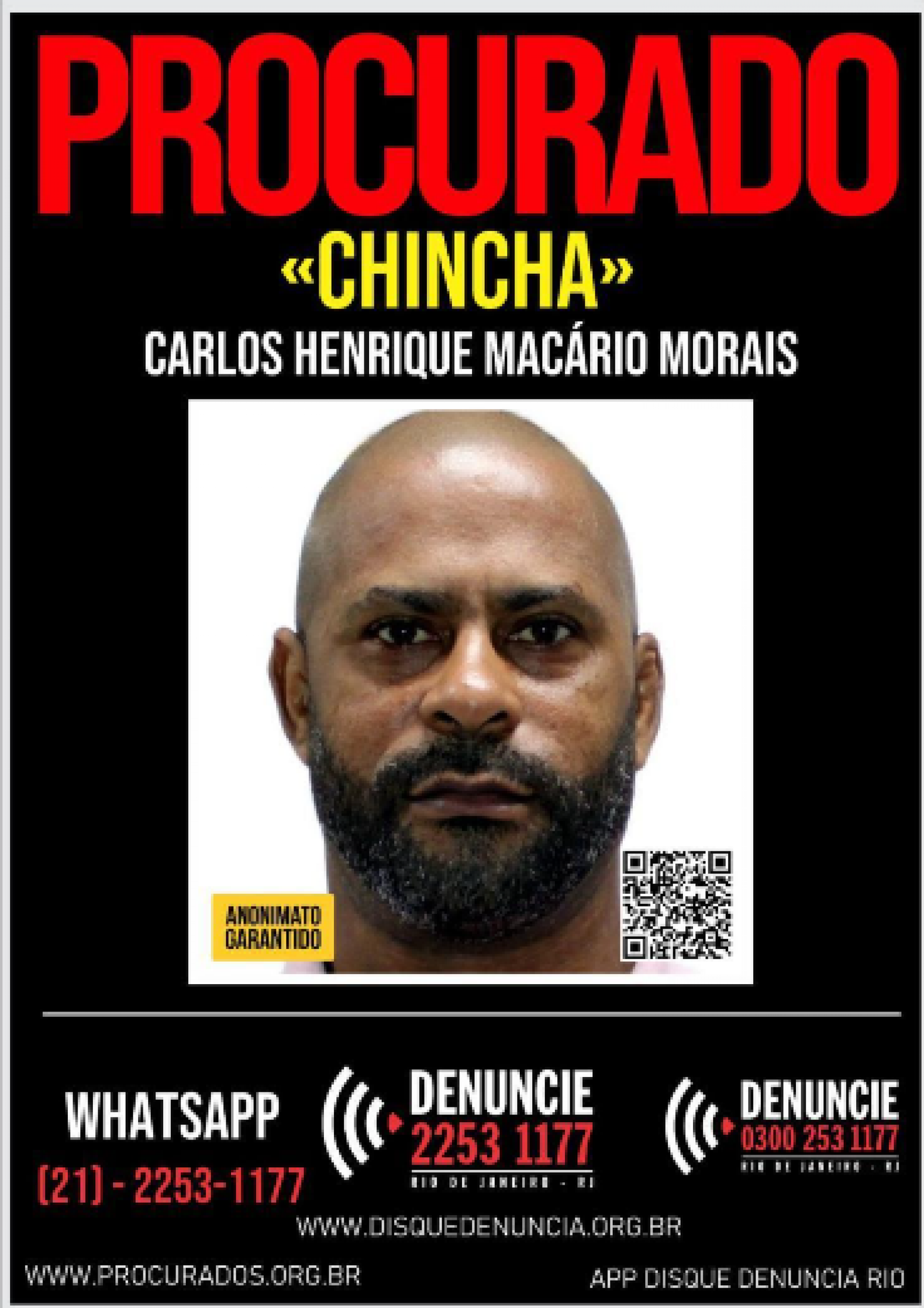 Carlos Henrique segue foragido - Divulgação Disque Denúncia